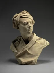 男の胸像、おそらくフランシスヘイマン、1750年頃（テラコッタ）
